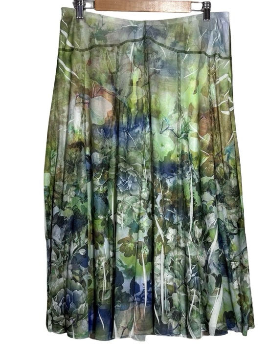 ONE WORLD Dresses & Skirts - ONE WORLD Green and Blue Floral Pleated Midi Skirt